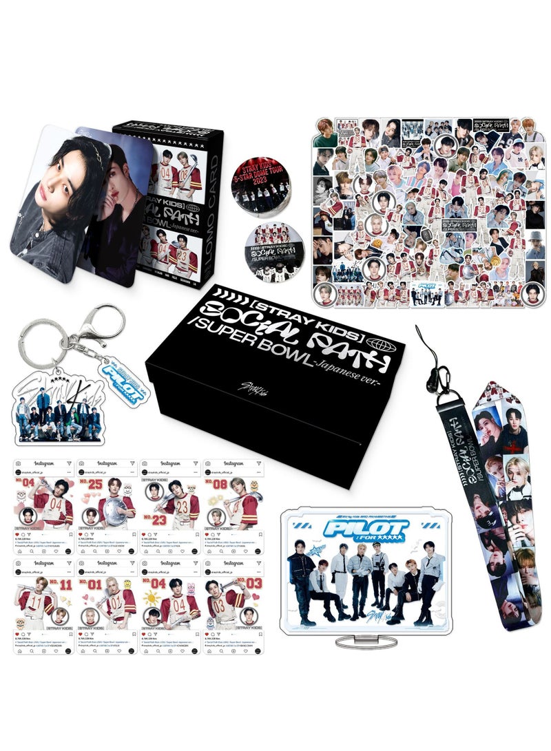 EHOME Stray Kids New Album Gift Box With Lomo Cards, Acrylic Stand, Hand Account Tape, Keychain, Lanyard, Stickers, Photo Card - Image 1